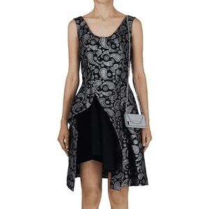 NWT Stella McCartney Cindy Black Silver Metallic Paisley Jacquard Dress Sz 42